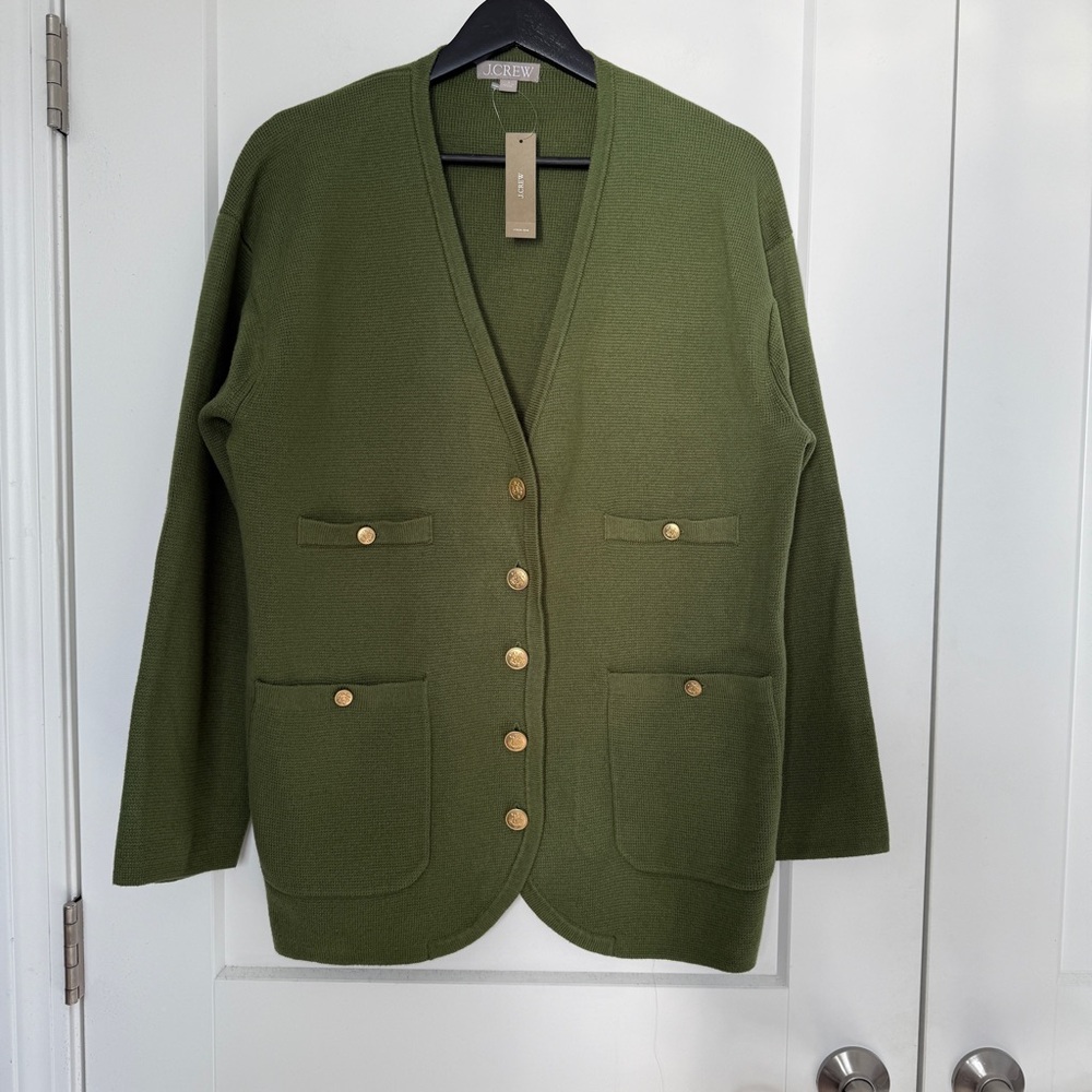 NWT J. Crew Long V Neck Sweater Cardigan Blazer Jacket S - Runs Large